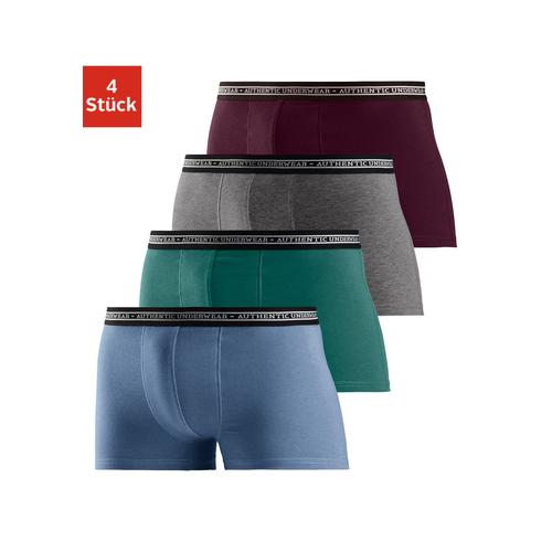 Boxer AUTHENTIC UNDERWEAR Gr. 9, bunt (blau, petrol, anthrazit, meliert, bordeau) Herren Unterhosen schwarzer Webbund mit Logoschriftzug