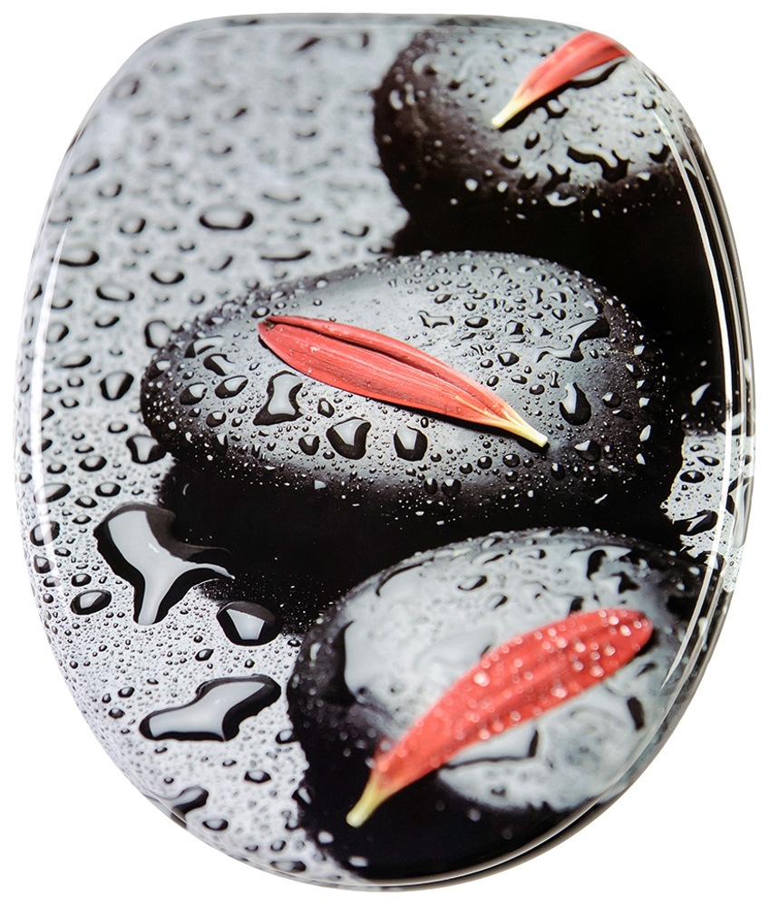 WC-Sitz SANILO "Elegance", rot (schwarz, grau, rot), B:37,7cm L:47cm, MDF - Mitteldichte Holzfaserplatte, WC-Sitze, mit Absenkautomatik Image