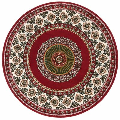 Teppich MY HOME "Shari, Made in Belgium" Gr. 10, rot, H:7mm Ø:190cm, Kunstfaser, Teppiche, Orient-Dekor, mit Bordüre, Kurzflor, weich, pflegeleicht, elegant Image