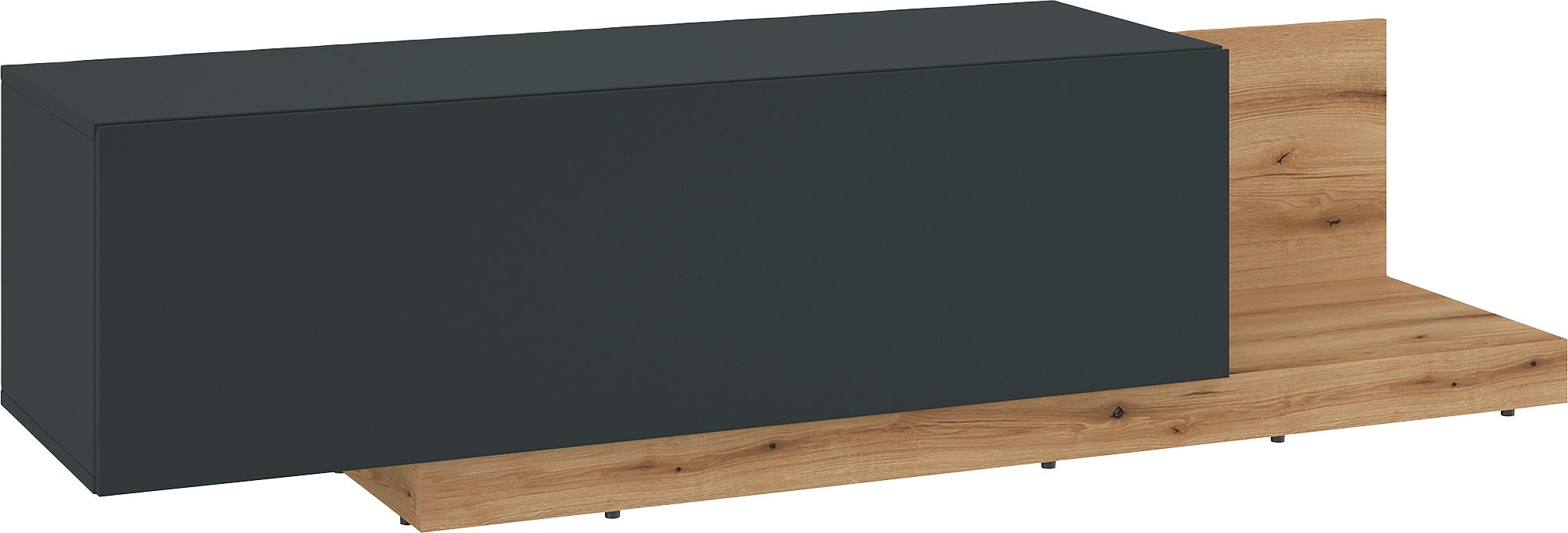 Lowboard INOSIGN "Bristol", grau (kosmos anthrazit, coast evoke eichefarben), B:162,9cm H:42,3cm T:40cm, Spanplatte, Sideboards, TV-Lowboard Lowboard, Breite ca. 163 cm