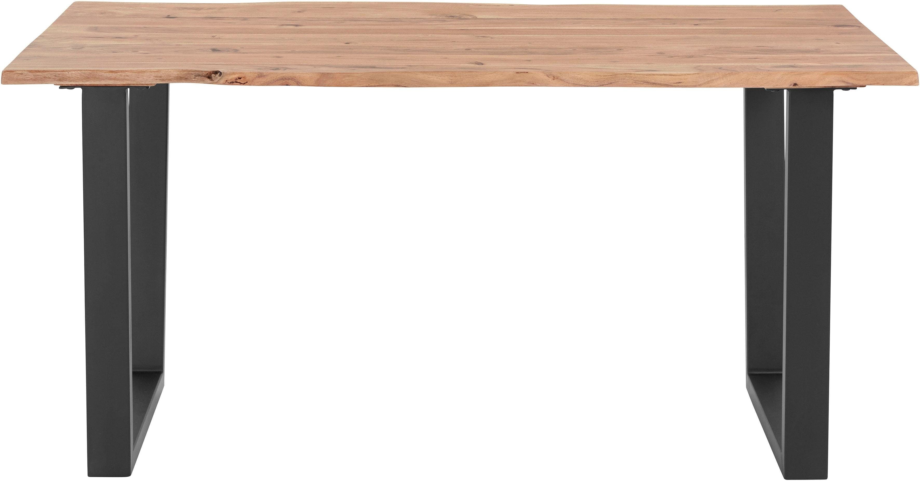 Esstisch MCA LIVING "Calabria", braun (akazie natur, anthrazit lackiert, akazie natur), B:160cm H:78cm T:90cm, 100% Akazie, Tische, Rechteckiger Esstisch Esstisch Holz-Esstische, Massivholz mit Baumkante
