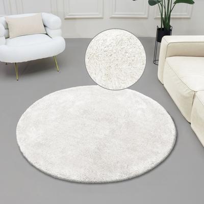 Hochflor-Teppich BRUNO BANANI "Dana Teppich, Kundenliebling" Gr. 10, weiß, H:30mm Ø:190cm, Kunstfaser, Teppiche, unifarben, Mikrofaser Teppiche, Wohnzimmer, Schlafzimmer, Esszimmer Image