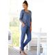 Pyjama ARIZONA Gr. 44/46, blau (jeans, meliert) Damen Homewear-Sets Pyjamas