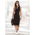 Midikleid BUFFALO, Damen, Gr. 36, N-Gr, schwarz, Jersey, Obermaterial: 95% Viskose, 5% Elasthan, unifarben, modisch, figurbetont kniebedeckend, V-Ausschnitt, ohne Ärmel, Kleider Partykleid, aus weicher Rippware mit Cut-Out am Ausschnitt,...