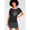 Jerseykleid KANGAROOS, Damen, Gr. 32/34 (XS), N-Gr, schwarz, Jersey, Obermaterial: 50% Baumwolle, 50% Modal. Kleid: 95% Baumwolle, 5% Elasthan, unifarben mit Farbeinsätzen, bedruckt, kontrastfarbene Details, casual, figurbetont mini, Rundhals, ohne...
