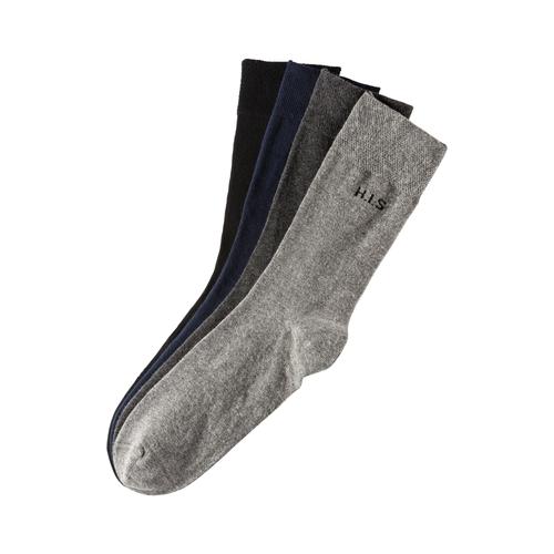 Socken H.I.S Gr. 47-48, blau (1x schwarz, 1x marine, anthrazit, meliert, grau, meliert) Herren Socken mit druckfreiem Bündchen