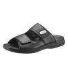 Pantolette RIEKER, Herren, Gr. 46, schwarz, Glattleder, klassisch, Schuhe, Sommerschuh, Schlappen, Klettschuh, mit zwei Klettverschlüssen, Topseller