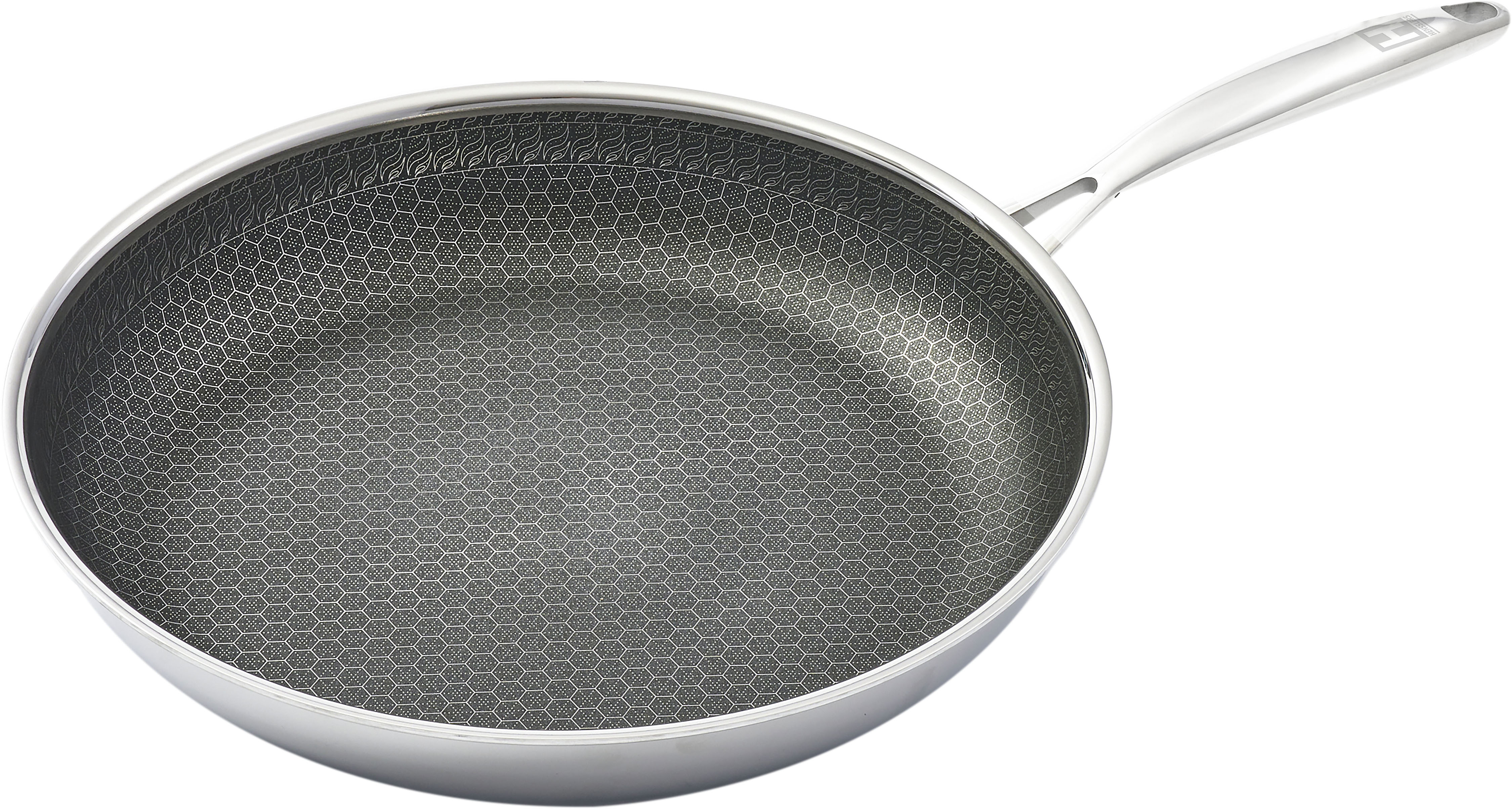 Bratpfanne HENSSLERS, silber (edelstahlfarben), B:21cm H:4cm L:40cm Ø:20cm, Pfannen, 3-Schicht Material, Wabenstruktur und Antihaftbeschichtung, Induktion Image