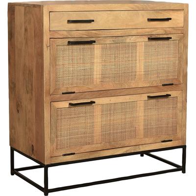 Schuhschrank SIT, schwarz (natur, schwarz), B:84,5cm H:91cm T:40cm, Massivholz, Metall, Schränke, Mit Einsatz aus Rattangeflecht Image