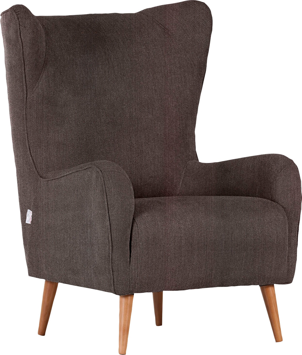 Ohrensessel GUTMANN FACTORY "Vigo", braun, B:80cm H:106cm T:80cm, Sessel, Ohrensessel, Gestell antikfarben oder eiche natur