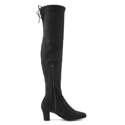 Overkneestiefel LASCANA Gr. 37, Varioschaft, schwarz Damen Schuhe Slouchy Boots,Langschaft Stiefel,Schlupf-Boot, weiches Stretchmaterial