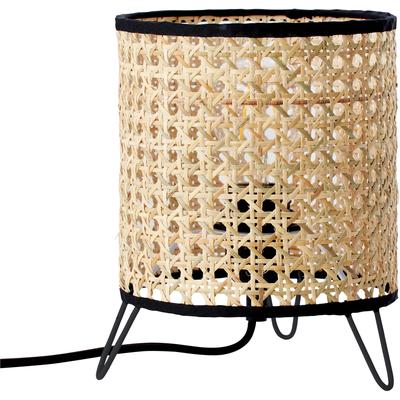 BRILLIANT Tischleuchte "WILEY", beige, Ø 17,5cm H: 21cm, Lampen, 21 cm Höhe, Ø 17,5 cm, E27, Metall/Rattan, holz hell/schwarz Image