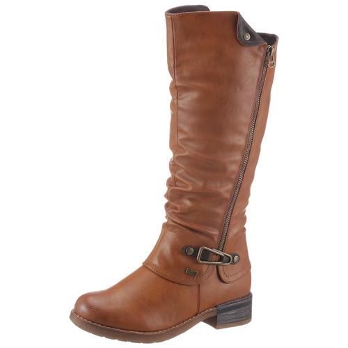 Stiefel RIEKER, Damen, Gr. 36, Varioschaft, braun (cognac, used), Lederimitat, used, klassisch, Schuhe Damenschuh Reißverschlussstiefel Stiefel Winterstiefel, Winterstiefel, Blockabsatz, mit Tex Membran, Varioschaft