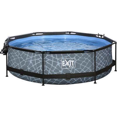 Framepool EXIT "inkl. multifunktionaler Abdeckung", grau, H:76cm Ø:300cm, Schwimmbecken, ØxH: 300x76 cm, mit Filterkartuschen-Pumpe und Abdeckung Image