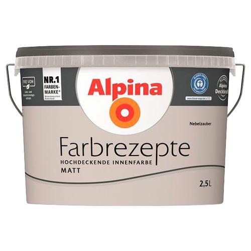 „ALPINA Wand- und Deckenfarbe „“Farbrezepte Nebelzauber““ Farben Warmes Grau, matt, 2,5 Liter Gr. 2,5 l 2500 ml, grau (warmes grau) Wandfarbe bunt“