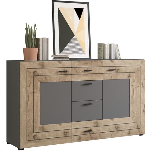 „Sideboard INOSIGN „“Aalborg““ Sideboards Gr. B/H/T: 160 cm x 90 cm x 40 cm, 4, grau (grau, nox oak nb) Sideboards“