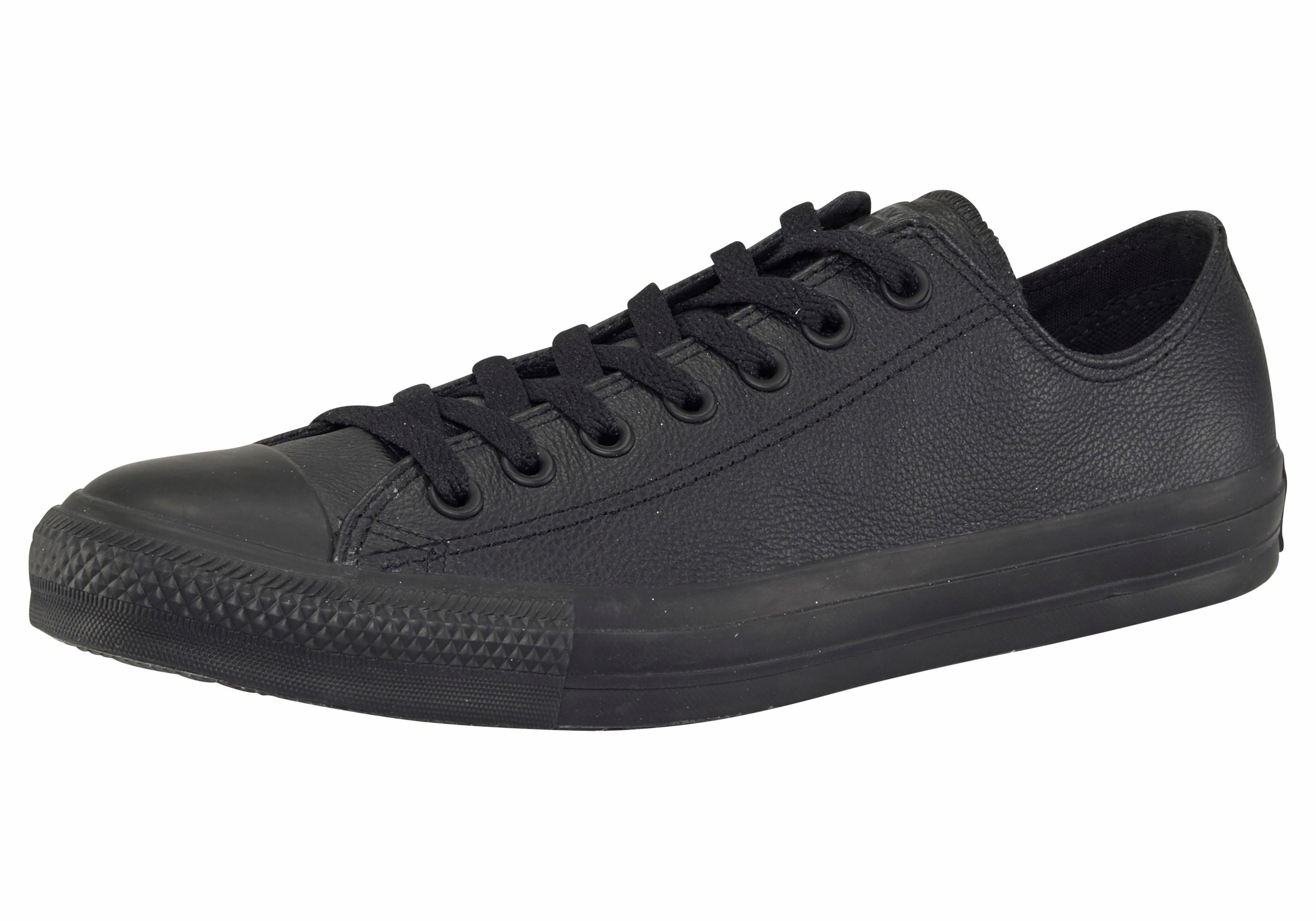 Sneaker CONVERSE "Chuck Taylor Basic Leather Ox Monocrome", Gr. 39, schwarz, Leder, Sportlich, Schuhe Skaterschuh Canvassneaker Sneaker low Image