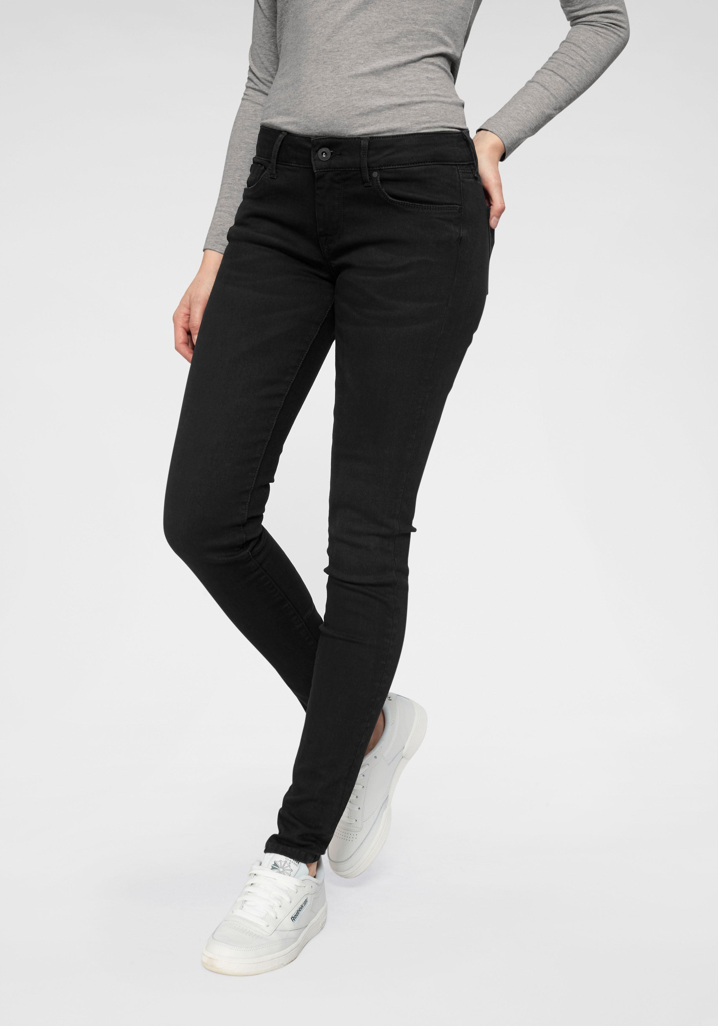 Skinny-fit-Jeans PEPE JEANS "SOHO", Damen, Gr. 31, Länge 30, schwarz (s98 10oz), Denim/Jeans, Obermaterial: 92% Baumwolle, 6% Polyester, 2% Elasthan, skinny fit lang, Jeans, im 5-Pocket-Stil mit 1-Knopf Bund und Stretch-Anteil