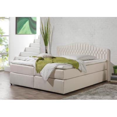 Boxspringbett MAINTAL, beige (creme), Liegefläche B/L: 180cm x 200cm, H2, 7-Zonen-Kaltschaummatratze, Seitliche Einfassung Unterbox und Obermatratze: Mikrovelours (100% Polyester), Spiegelfläche der Unterbox und Obermatratze: 100% Polyester,... Image
