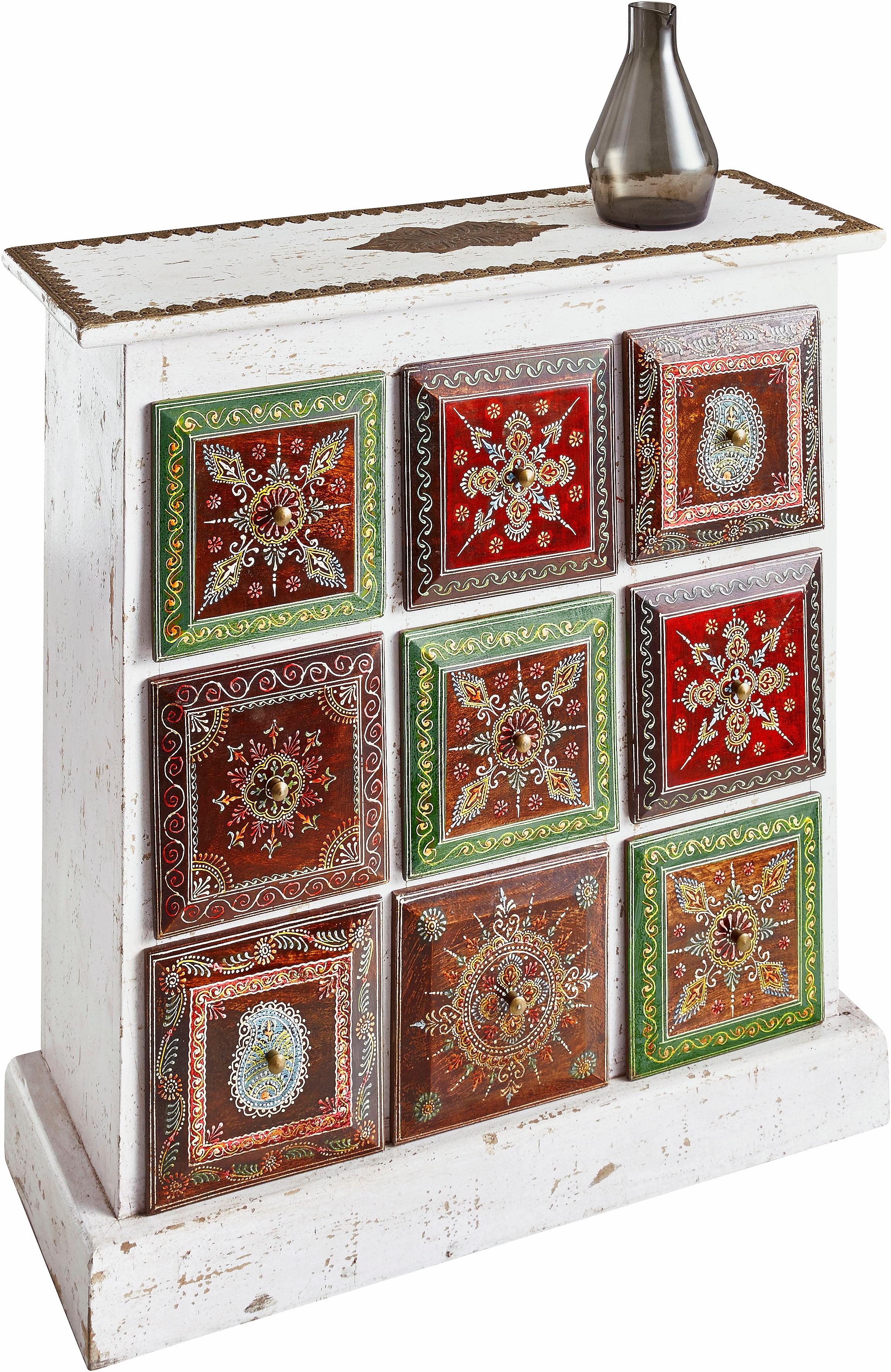 Kommode HOME AFFAIRE "Vivek", bunt (antik weiß, bunt), B:68cm H:70cm T:23cm, Sideboards, Breite 68 cm