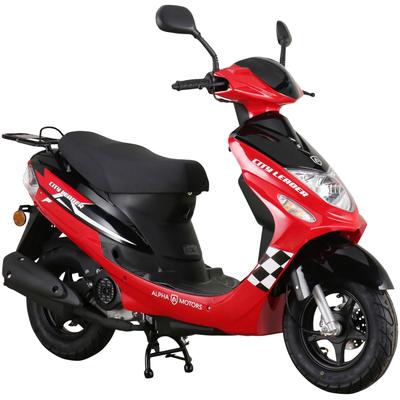 Motorroller ALPHA MOTORS "CityLeader", rot (rot, schwarz), Motorroller & Mofas, 25 km/h, B:68cm H:105cm L:183cm