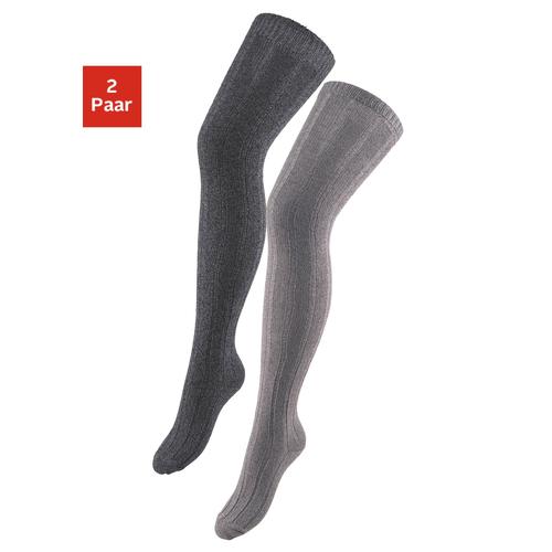 Overknees LAVANA Gr. 39-42, schwarz (schwarz, meliert, grau, meliert) Damen Socken in Melangequalität