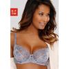 Bügel-BH LASCANA, Damen, Gr. 100, Cup F, grau (silbergrau), Spitze, Obermaterial: 60% Polyamid, 20% Elasthan, 20% Polyester, sexy, BHs, mit transparenter Stickerei-Spitze, Dessous