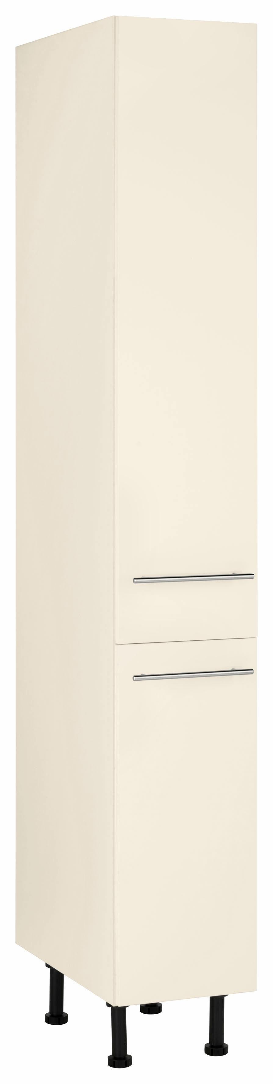 Apothekerschrank WIHO KÜCHEN "Ela", beige (front und korpus: magnolia), B:30cm H:195cm T:58cm, Schränke, Apothekerschrank, mit 2 Auszügen, mit Soft-Close-Funktion, 30 cm breit
