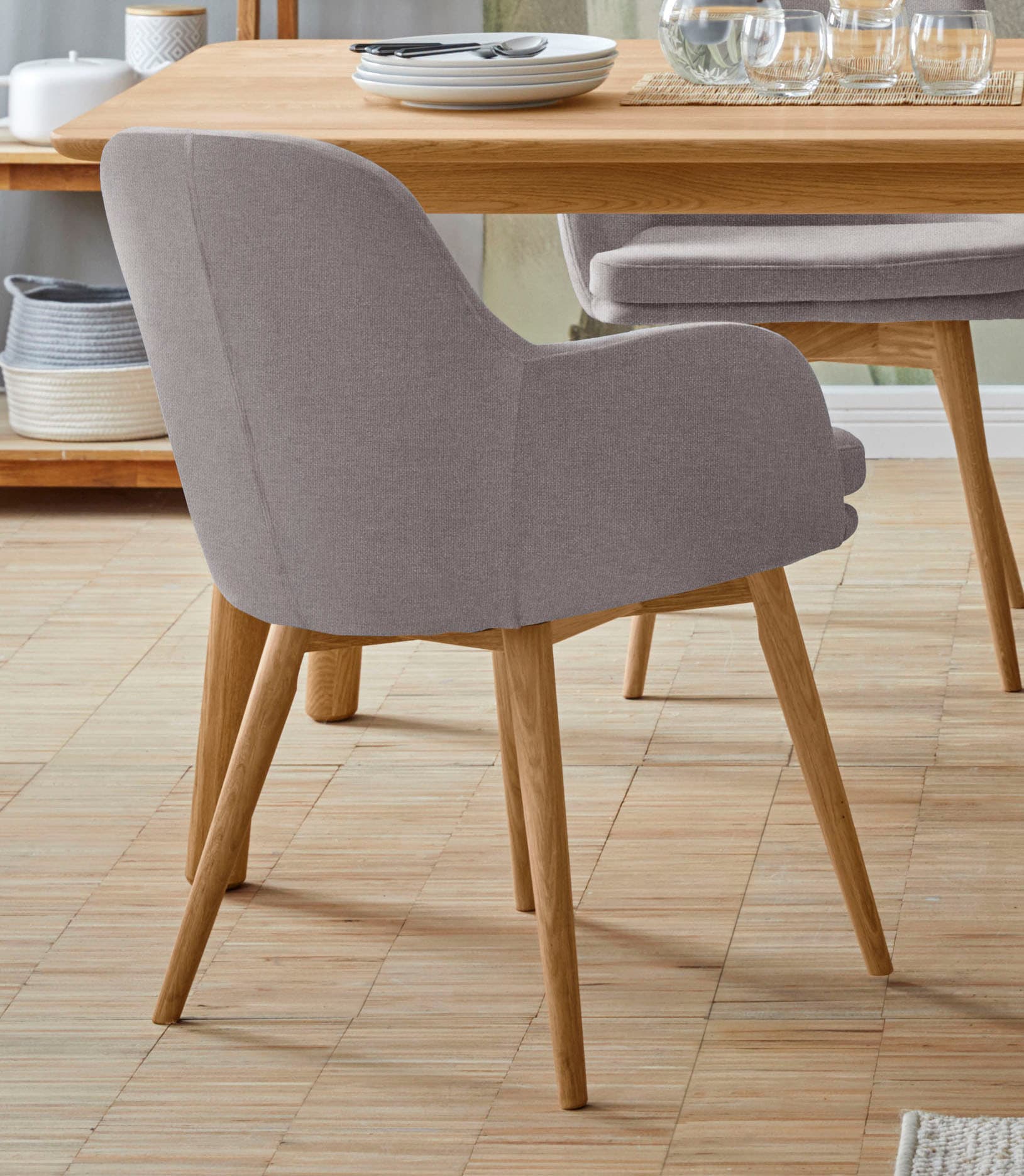 Armlehnstuhl HOME AFFAIRE "Livry", silber (silbergrau), B:62cm H:83cm T:63cm, Polyester, Stühle, Polsterstuhl, Schalenstuhl