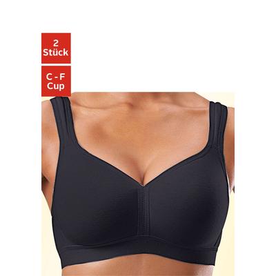 Soft-BH PETITE FLEUR, Damen, Gr. 85, Cup F, schwarz-weiß (weiß, schwarz), Jersey, Obermaterial: 90% Baumwolle, 10% Elast