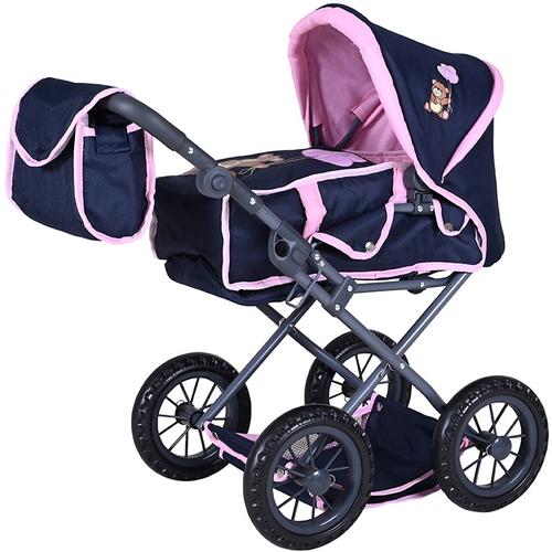 „Kombi-Puppenwagen KNORRTOYS „“Ruby – Navy Pink Baer““ Puppenwagen bunt (navy pink baer) Kinder Puppenwagen -trage mit Wickeltasche“