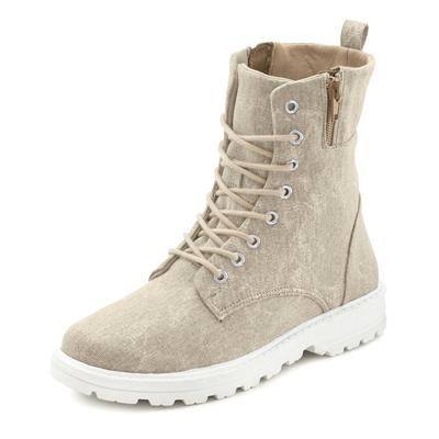 Schnürstiefelette LASCANA, Damen, Gr. 36, beige, Obermaterial: 100% Baumwolle. Futter: 100% Textilmaterial. Decksohle: 1