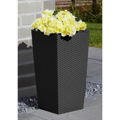 Blumentopf PROSPERPLAST "Rato Square 325", grau (anthrazit), B:33cm H:61cm T:33cm, Kunststoff, Pflanzgefäße, BxTxH: 33x33x61 cm Image