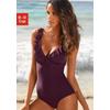 Badeanzug JETTE, Damen, Gr. 44, Cup C, rot (bordeaux), Polyamid, unifarben, Badeanzüge, mit eleganter Rüsche und Shaping-Effekt