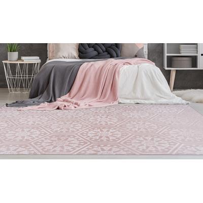 Teppich CALO-DELUXE "Latemar 300" Gr. 2, rosa, B:80cm H:7mm L:150cm, Kunstfaser, Teppiche, weiche Fell Haptik, Relief Muster, Wohnzimmer, Schlafzimmer Image