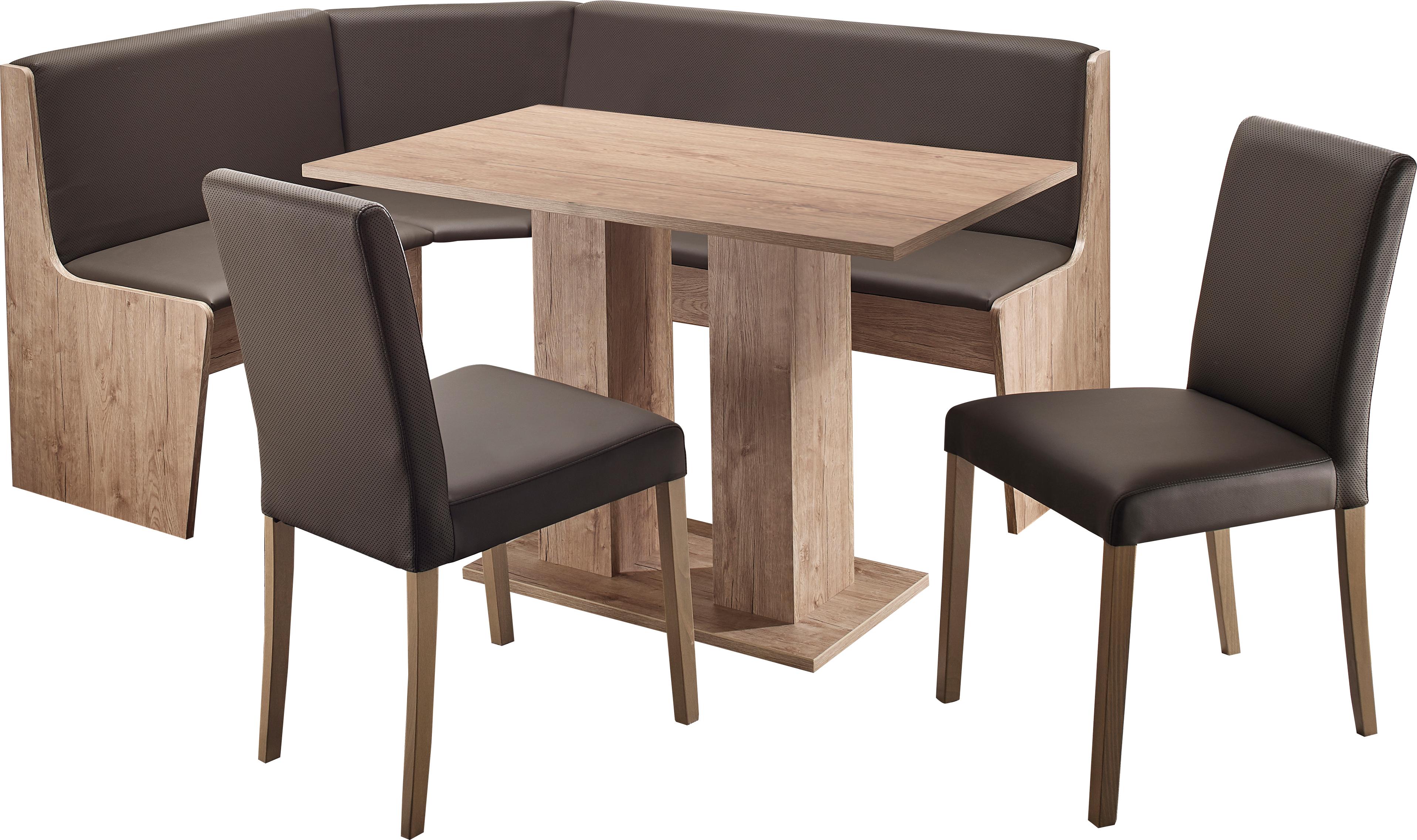 Eckbankgruppe MASSIVLINE & MORE "Sylt", braun (holzwerkstoff mit farbe san remo dekor, lotos 5134 anthrazit, anthrazit, eichefarben), Kunstleder, Holzwerkstoff, Kunstleder, Sitzmöbel-Sets, Eckbank ist umstellbar, Eckbank mit Truhe