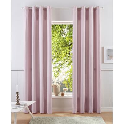 Vorhang MY HOME "Parry" Gr. 1, rosa (rosé), B:140cm H:145cm, Polyester, Recyceltes Material, Gardinen, 2-er Set, blickdicht, monochrom, basic Image