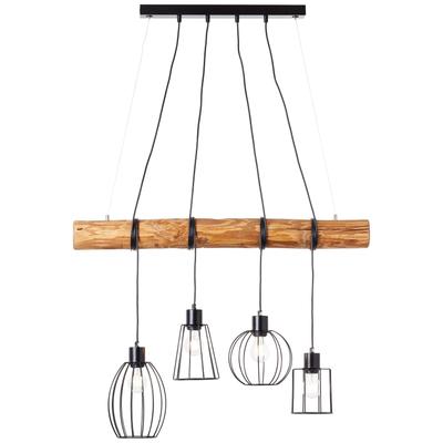 BRILLIANT Pendelleuchte "Keyla", schwarz (schwarz, holzfarbend), H: 140cm, Lampen, Hängelampe 4flg schwarz/holzfarbend Image