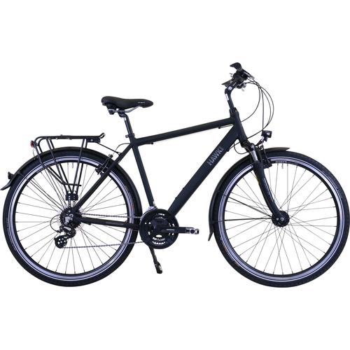„Trekkingrad HAWK BIKES „“HAWK Trekking Gent Premium Black““ Fahrräder Gr. 52 cm, 28 Zoll (71,12 cm), schwarz Trekkingräder“