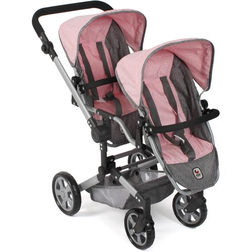 "Puppen-Zwillingsbuggy CHIC2000 ""Linus Duo, Grau-Rosa"" Puppenwagen rosa (grau, rosa) Kinder Puppenwagen -trage"