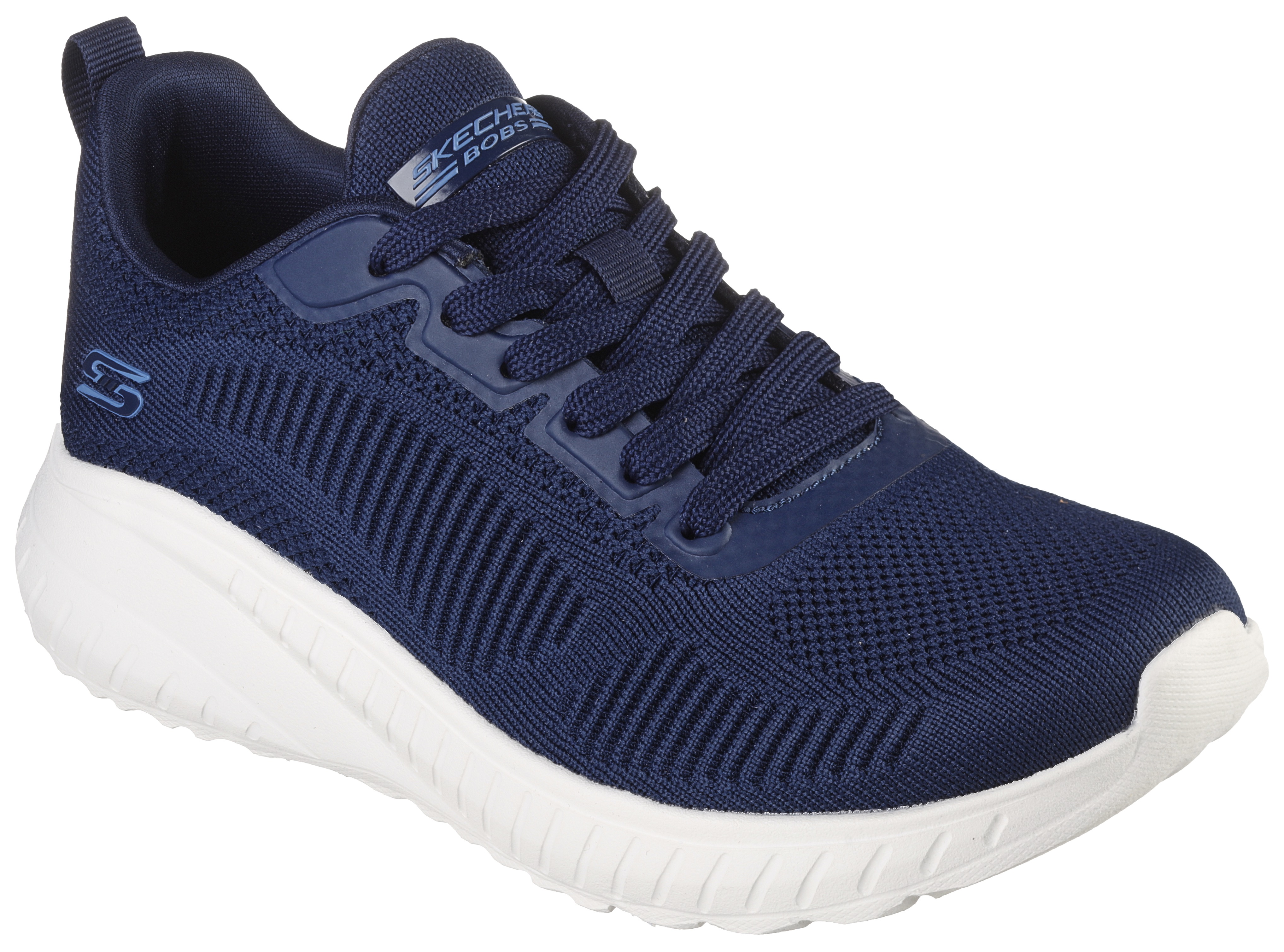 Sneaker SKECHERS "BOBS SQUAD CHAOS FACE OFF", Damen, Gr. 39, blau (navy), Textil, Schuhe Sneaker, Freizeitschuh, Halbschuh, Schnürschuh mit Komfort-Innensohle