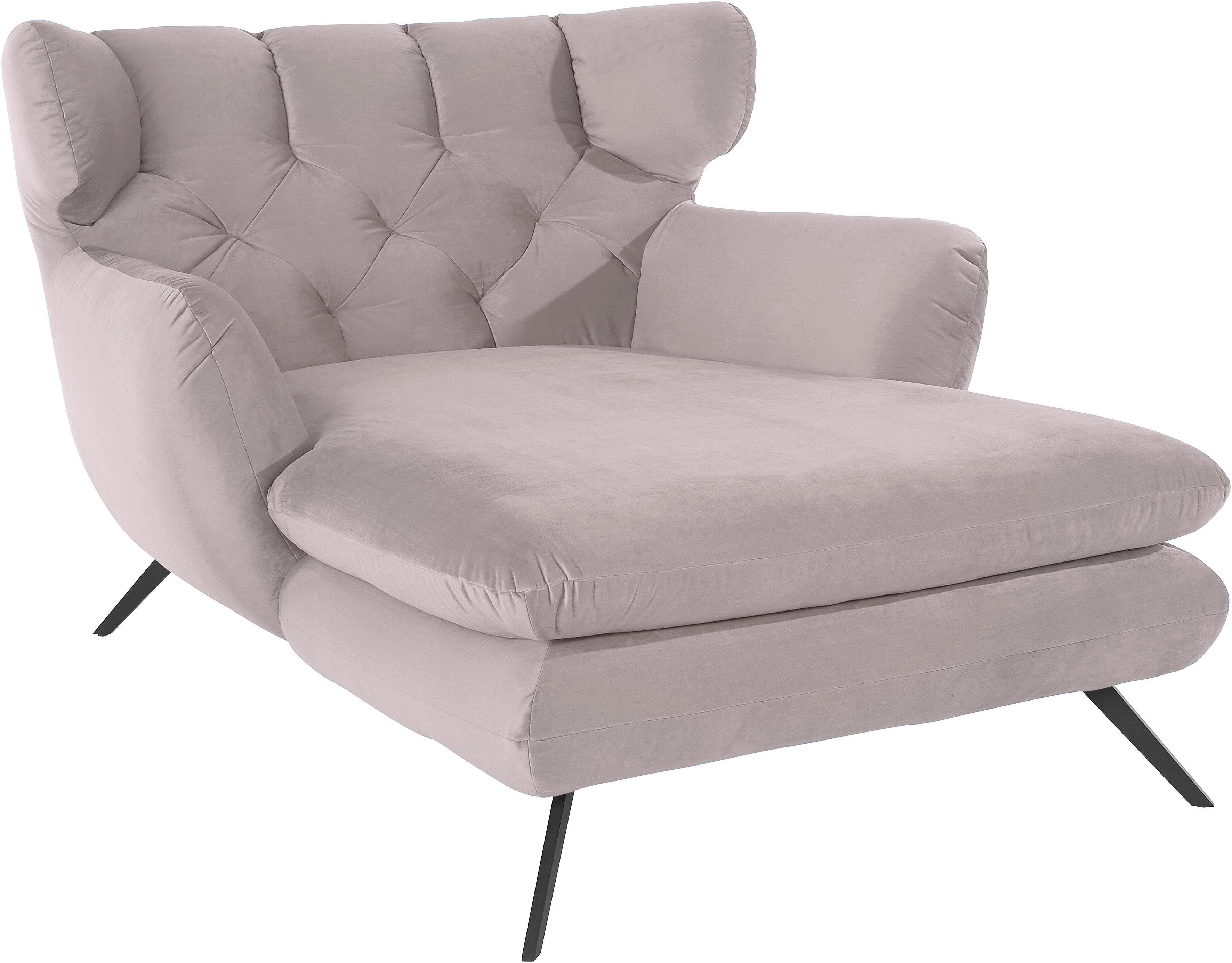 Loveseat 3C CANDY "Beatrice Loungesessel", rosa (altrosa), B:126cm H:95cm T:160cm, Samt-Optik (100% Polyester), Sessel, mit Knopfheftung im Rücken, Fernsehsessel, Relaxsessel