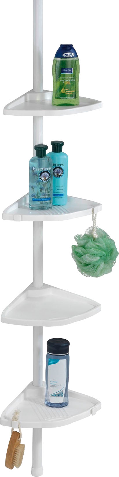 Duschablage WENKO "Teleskop Duschecke Compact", weiß, B:26cm H:275cm T:20cm, Aluminium, Polystyrol, Regale, Duschablage