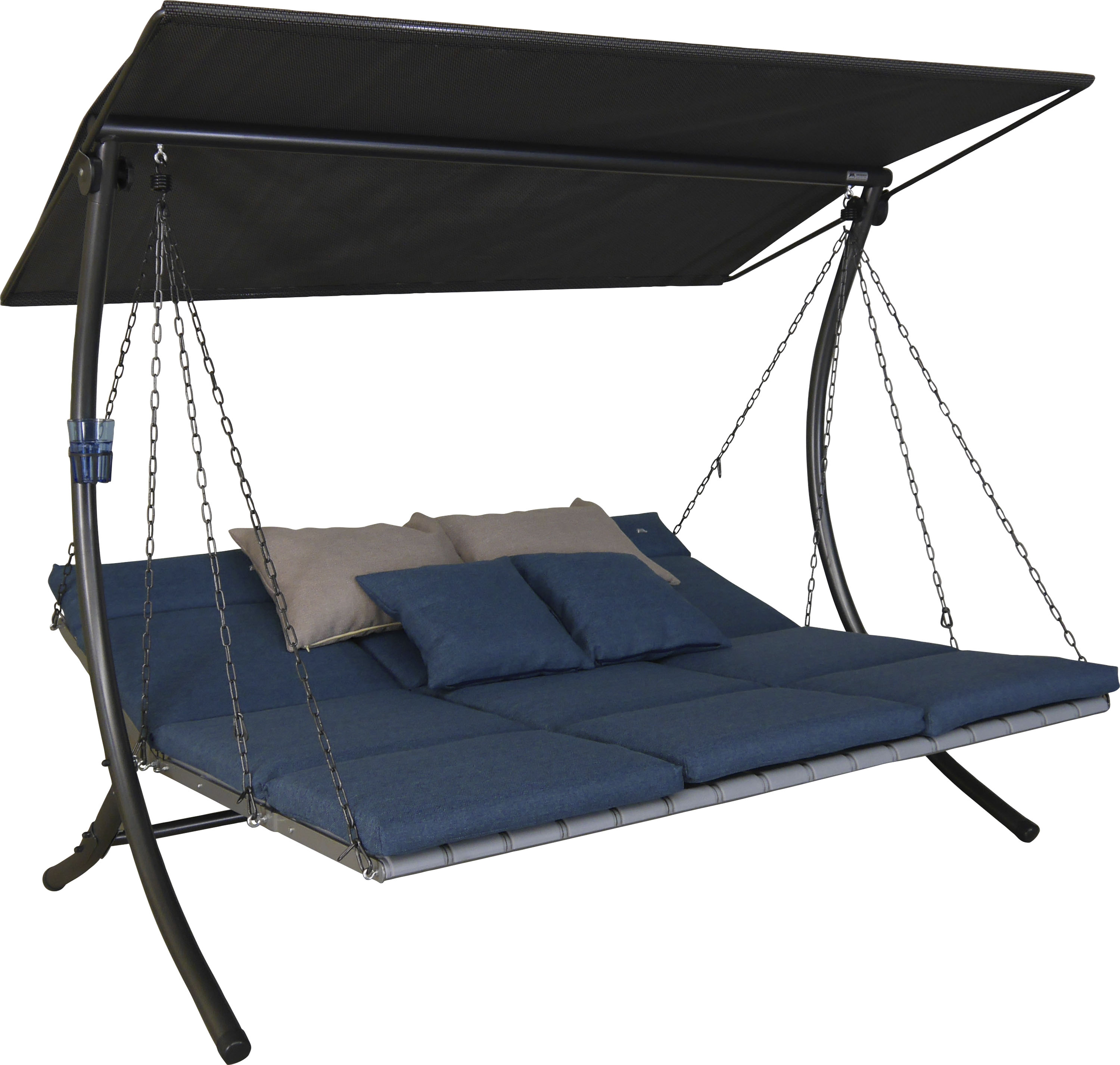 Hollywoodschaukel "Luxus Smart denim", blau (blau, blau), B:210cm H:160cm T:145cm, Obermaterial: 100% Polyester, ANGERER FREIZEITMÖBEL, Hollywoodschaukeln, BxTxH: 210x145x160 cm