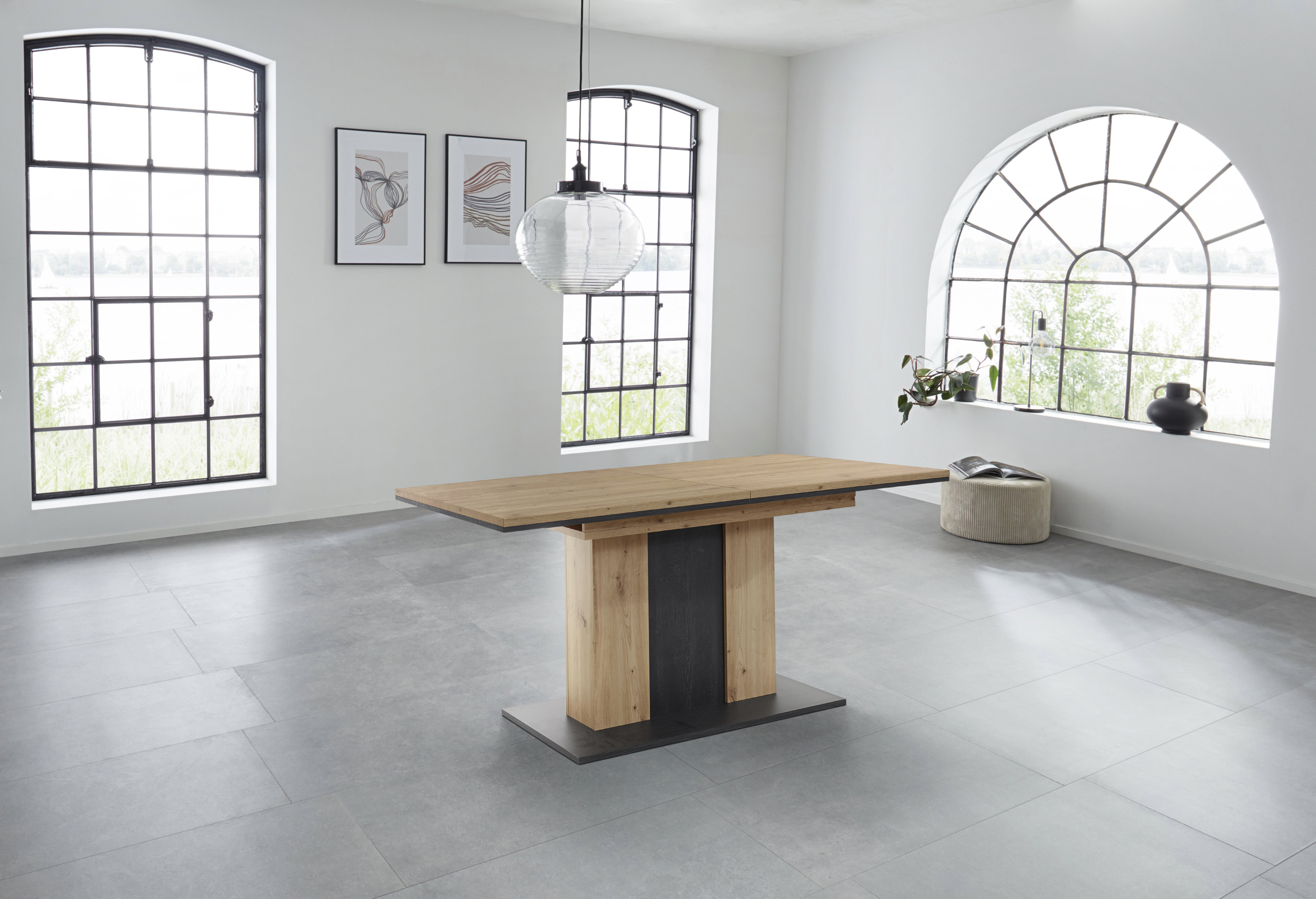 Esstisch HELA "Atlanta T", braun (artisan eiche, burned wood), H:75cm, Tische, Rechteckiger Esstisch Esstisch Ausziehbarer Esstisch, Ausziehbar von Breite 160-210 cm