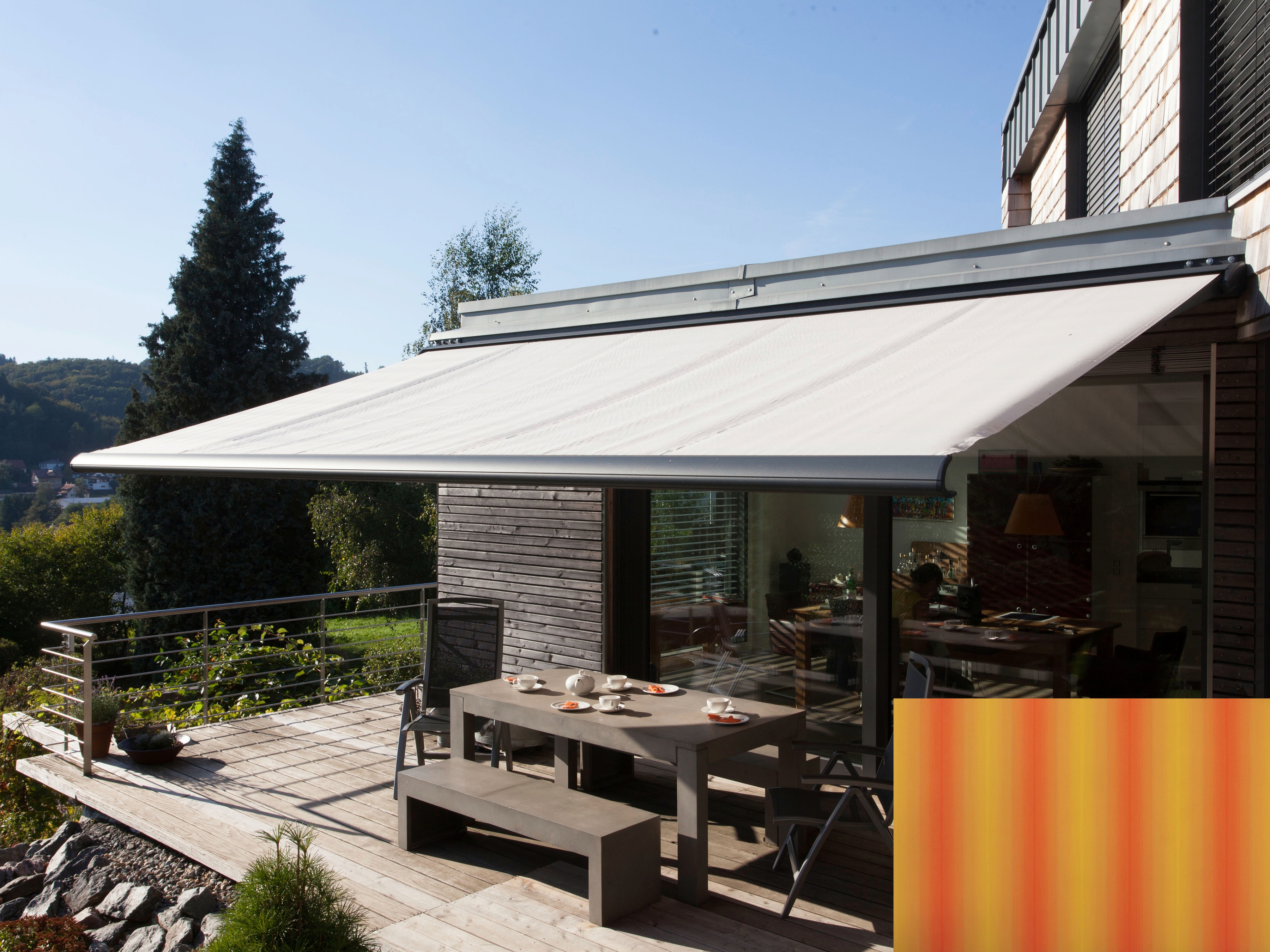 Kassettenmarkise WISMAR "Classic S-Compact", gelb (gelb, orange), B:500cm, Polyacryl, Markisen, Breite: 500 cm, Ausfall: 250 cm