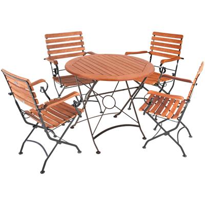 Garten-Essgruppe GARDEN PLEASURE "WIEN Set", braun (braun, braun, schwarz), B:180cm H:89cm T:180cm, Stahl, FSC-zertifiziertes Massivholz, Sitzmöbel-Sets
