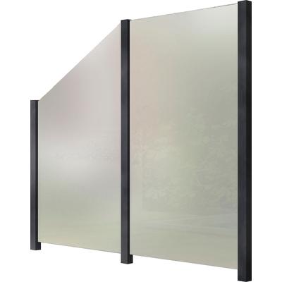 Zaun STAKET PRO, grau (anthrazit), Pfosten: 3 St., Aluminium, Glas, Zaunelemente, Glaszaun, Gesamtlänge: 2,29 m, 3 Pfost