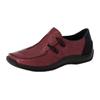 Slipper RIEKER, Damen, Gr. 40, schwarz (weinrot, schwarz), Leder, Nubuklederimitat, sportlich, Schuhe Slipper, Freizeitschuh, Komfortschuh mit strukturiertem Obermaterial