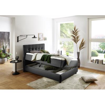 Boxbett "LILO", grau (anthrazit), B:107cm L:213cm, ATLANTIC HOME COLLECTION, Komplettbetten, Boxspringbett, inkl. Bettkasten und Topper Image